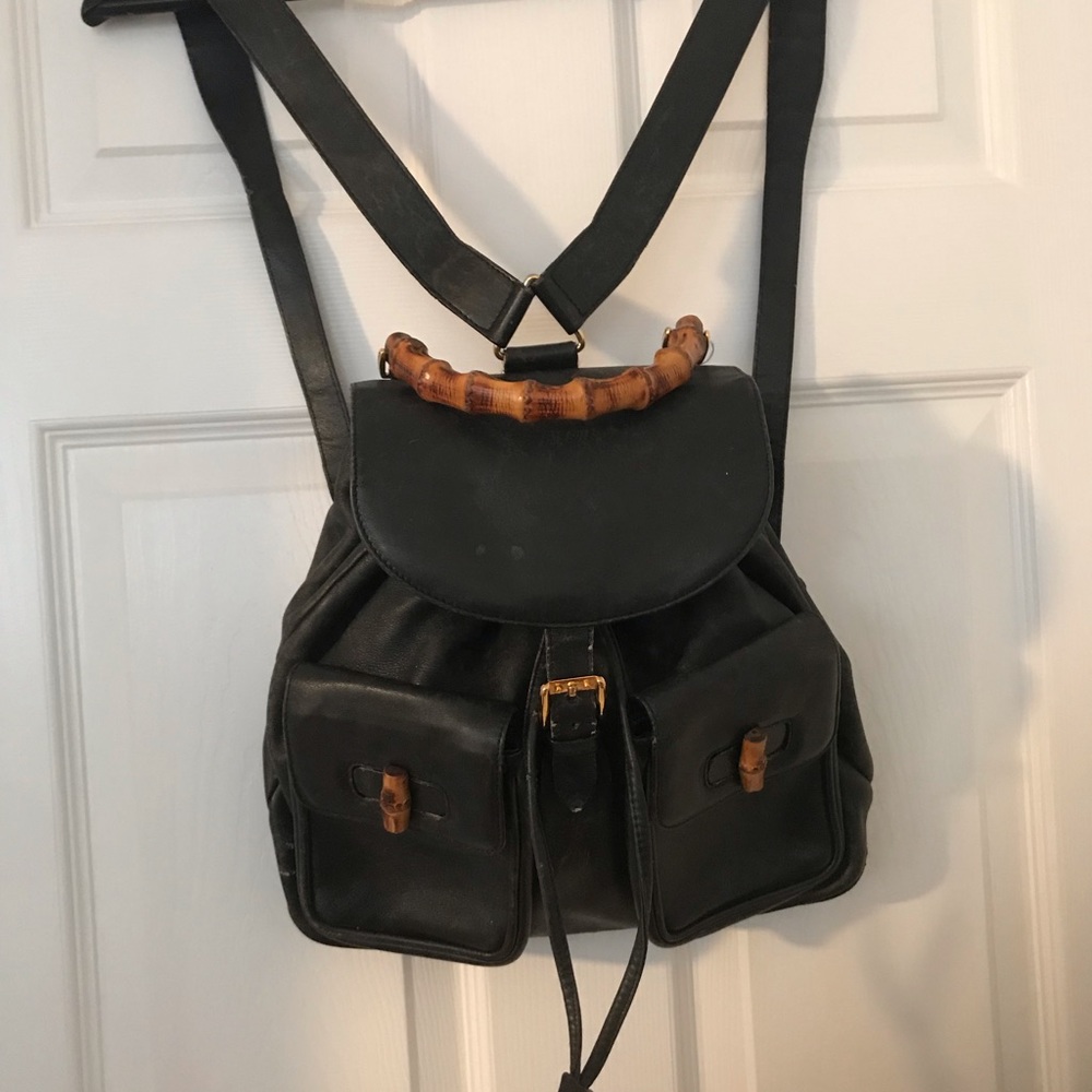 Gucci Bamboo Black Leather Backpack